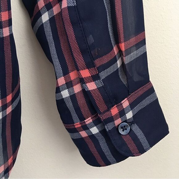 GAP Sheer Plaid Button Down Blouse | Size Small - Picture 7 of 7